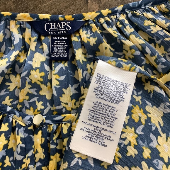 Chaps floral peasant top fits 2X like New! - Picture 8 of 11